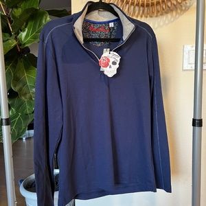 Rober Graham Brecken Navy Blue Zip Mock Turtleneck Size M